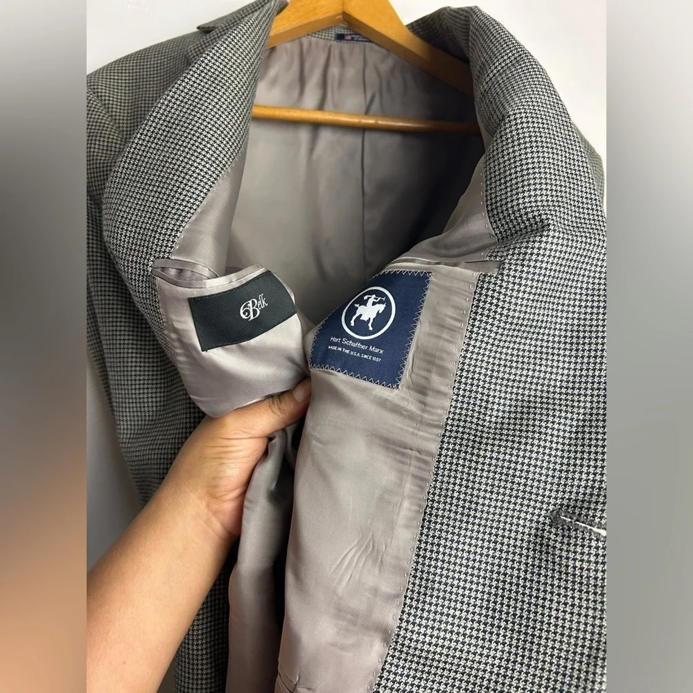 Hart Schaffner Marx Men‎ Blazer Jacket 42R Union Made Wool Blend Sport Coat